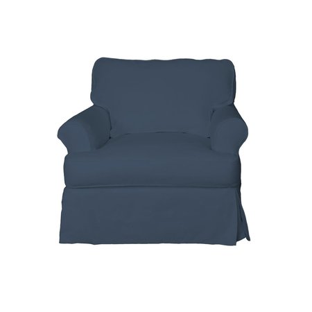 SUNSET TRADING Horizon T-Cusion Chair &amp; Ottoman Slipcover Only Navy Blue - 18.3 x 32.7 x 25 in. SU-117620SC-30-391049